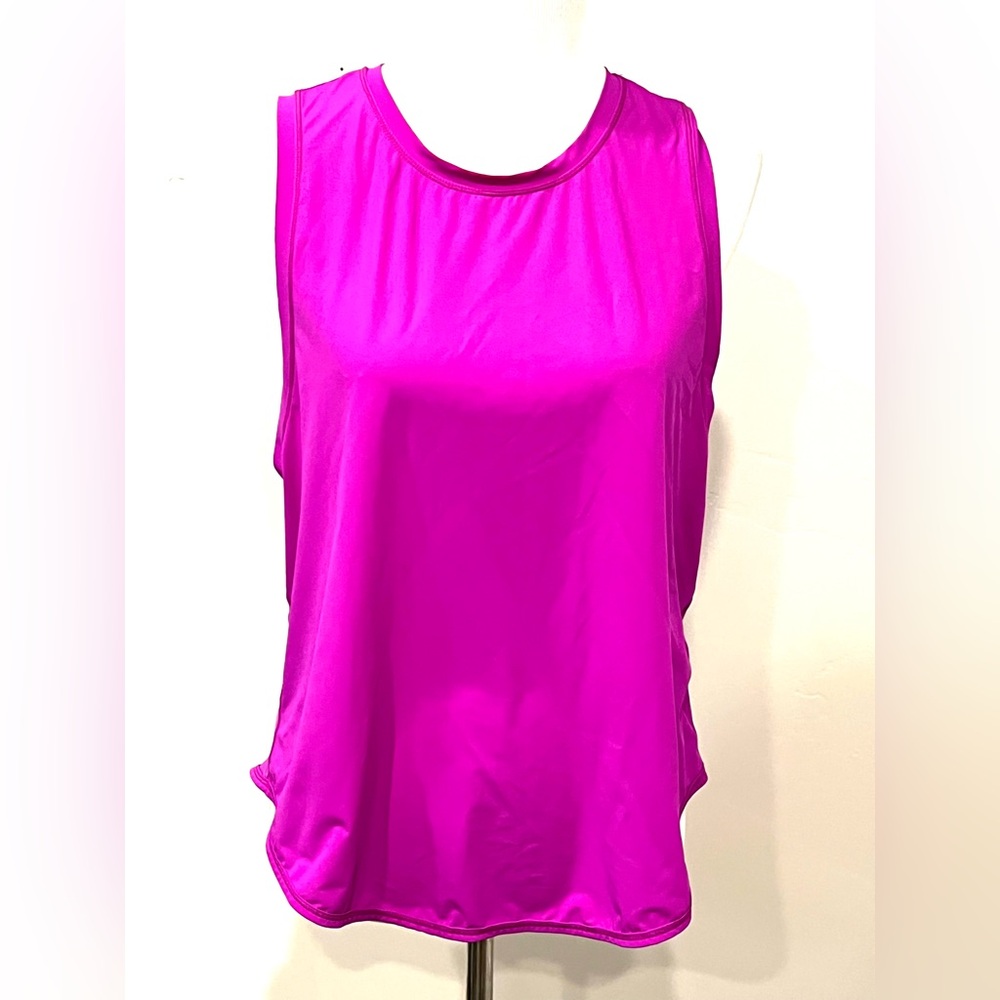 ZYIA Pink Sleeveless Relaxed Tank Top Slit Back Size Large